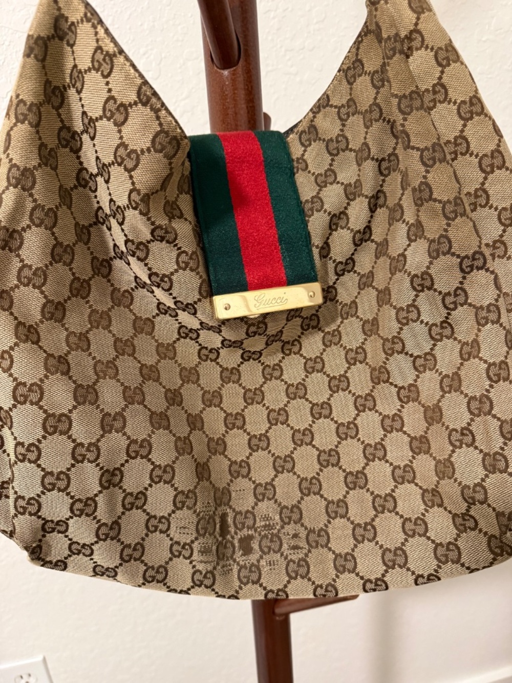 Gucci New Ladies Web GG Canvas Large Hobo Bag 211933 Brown Beige Vintage - Picture 2 of 8